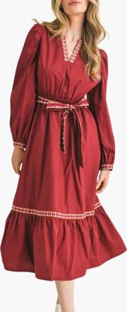 Merci Lindsay Midi Dress In Red