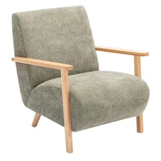 Vente-Unique Poltrona in Tessuto Verde e Legno - JULOMO