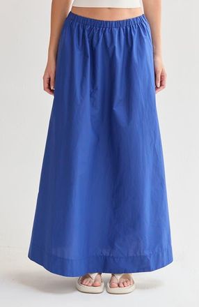 Crescent Gathered Poplin Maxi Skirt in Cobalt Blue at Nordstrom, Size Medium