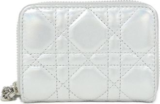 Dior Silver Leather Coin Purse/Coin Case (Pre-Owned)