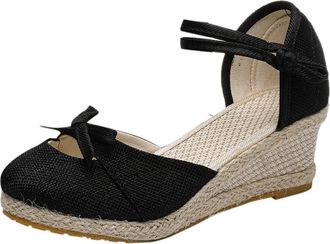 Generic Womens Sandals Wedge Espadrilles Ladies Platform Sandals Low Heels Closed Toe Summer Flatform Heeled Shoes Ankle Strap Memory Foam Slingback Mid Heels