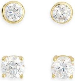 Nordstrom Rack Set of 2 Cubic Zirconia Stud Earrings in Clear- Gold at Nordstrom Rack