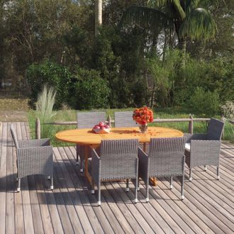 vidaXL Juego De Comedor De Jard&iacute;n 7 Piezas Rat&aacute;n Sint&eacute;tico Gris Vidaxl