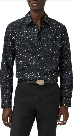 John Varvatos Rodney Long Sleeve Covered Placket Shirt In Black