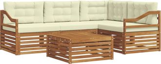 vidaXL Conjunto De Sof&aacute;s De Exterior 5 Uds. Natural Y Crema Vidaxl