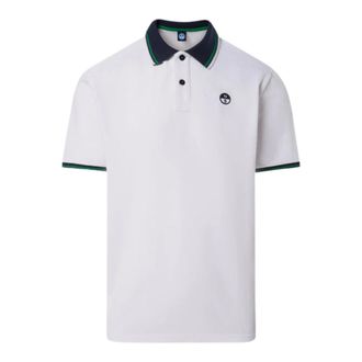 North Sails Polo Shirts, male, White, Size: 2XL Polo shirt with striped trims