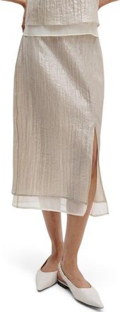 Rag & Bone Suki Metallic Midi Skirt in Beige at Nordstrom, Size 14