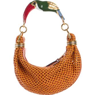 Chlo&eacute; Bracelet Woven Leather Shoulder Bag in Crimson Orange at Nordstrom