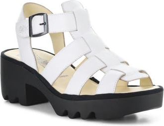FLY London Terf Lug Sole Sandal in White at Nordstrom, Size 10-10.5Us