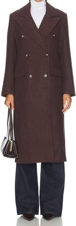 Astr Morana Double Breasted Coat In Plum Brown