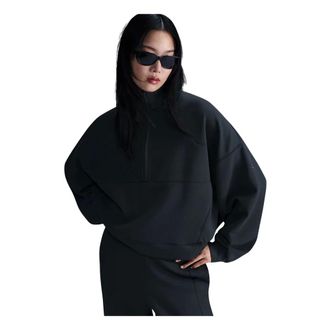 Nike 24.7 ImpossiblySoft Dri-FIT Oversized 1/2-Zip Top - Dames - Sport - Zwart - Maat: XS Katoen