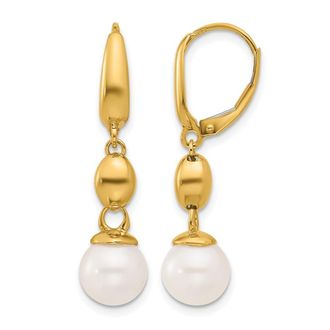 Diamond2Deal 14K Yellow Gold Freshwater Cultured Pearl Drop Dangle Earrings