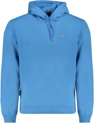 Napapijri Blauwe Katoenen Hoodie Sweatshirt Geborduurd Logo - Heren - Hoodies - Blauw - 2XL - Katoen - Hoodies & sweatvesten