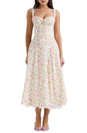 House of CB Rosalee Floral Stretch Cotton Petticoat Dress in Floral Print at Nordstrom, Size X-Small D