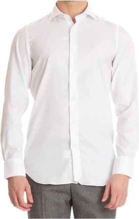 Finamore Milano Slim Fit Wit Overhemd - Heren - Zakelijke Overhemden - Wit - M - Katoen - Overhemden
