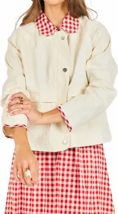 Sadie & Sage Teacup Barn Jacket In Ivory Red Gingham