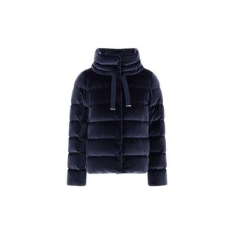 Herno Down Jackets, female, Blue, Size: S Jacket in Smooth Velvet