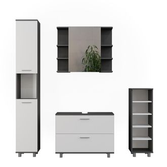 Vicco Conjunto De Muebles De Ba&ntilde;o Ilias, Antracita/blanco, 4 Partes