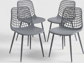 Oresteluchetta Juego De 4 Sillas De Dise&ntilde;o Moderno Perforado Para Interior Y Jard&iacute;n Emmel - Gris