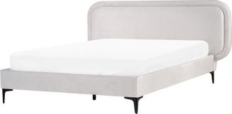 Beliani Modern Velvet Bed Frame eu Double 4ft6 Light Grey Suzette
