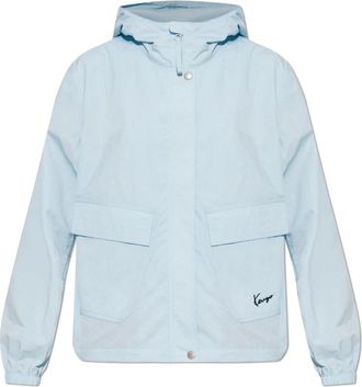 Kenzo Lichtgewicht Jack met Capuchon - Dames - Zomerjassen - Blauw - XS - Nylon - Jassen