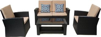 Habitat et Jardin Juego De Muebles De Jard&iacute;n ilana - 4 Piezas - Mimbre - Negro