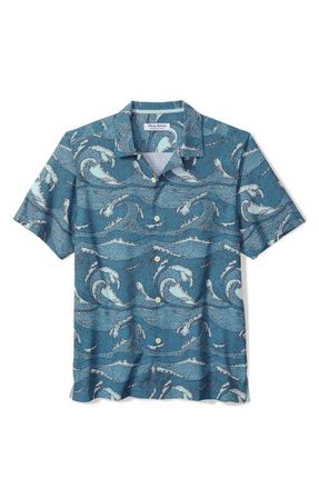 Tommy Bahama Bahama Coast Wavescape Oasis IslandZone Camp Shirt in Continental at Nordstrom, Size 1Xb