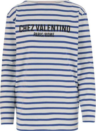 Valentino Garavani Casual katoenen T-shirt met uniek design - Dames - Longsleeves - Blauw - XS - Katoen - Tops