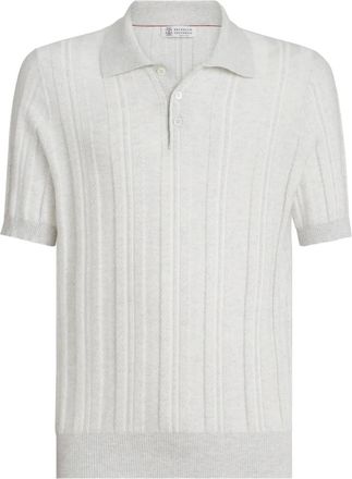 Brunello Cucinelli Poloshirt met korte mouwen en knoopsluiting - Grijs