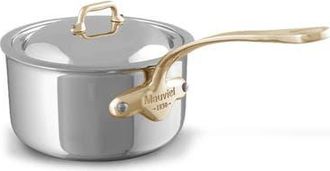 Bloomingdale's MCook B 5-Ply Polished Stainless Steel Sauce Pan With Lid, And Brass Handle in Silver at Nordstrom