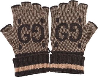 Gucci Cashmere Gg Fingerless Gloves L (Authentic Pre-Loved)