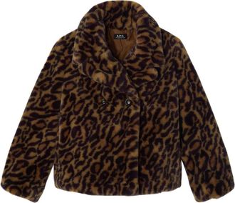 A.P.C. Luipaardprint nepbontjas - Dames - Jassen - Bruin - S - Nepbont - Jassen