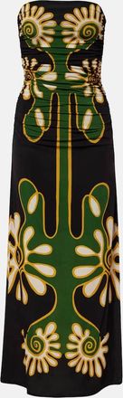 Cala de la Cruz Abito lungo Daphne in jersey con stampa