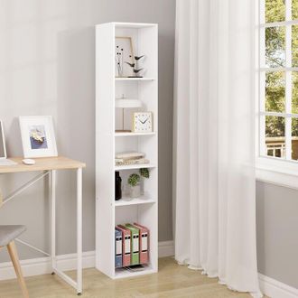 Woltu Woltu - Libreria Blanca De 5 Niveles Estanteria Para Libros Con Compartimientos Abiertos Estanteria De Almacenamiento Multifuncional Para Oficina Salo