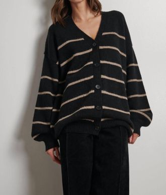 Line Della Cardigan In Oyster Stripe