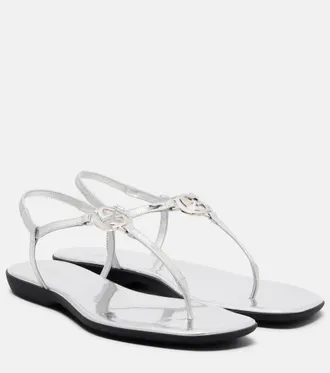 Gucci Interlocking G metallic leather thong sandals