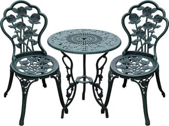 OUTSUNNY 3 Pieces Bistro Set Furniture Garden Balcony Table 2 Chairs Green