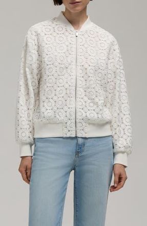 Hunter Cropped Crochet Bomber Jacket in Snow-White at Nordstrom Rack, Size X-Large