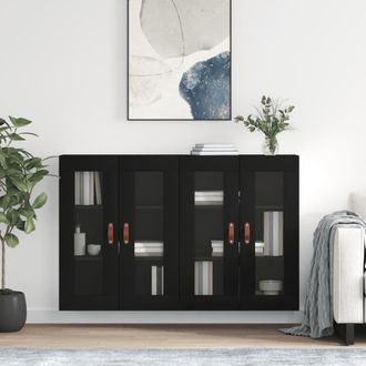 Berkfield Home Wall Mounted Cabinets 2 pcs Black Engineered Wood