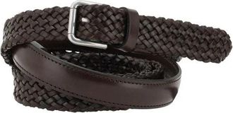 Dolce & Gabbana Zilveren Gesp Geweven Leren Riem - Heren - Riemen - Bruin - 95 CM - Leer - Accessoires