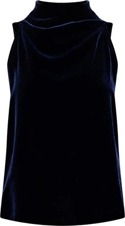 Forte_Forte Fluwelen Top - Dames - Tops zonder mouwen - Blauw - M - Leer - Tops