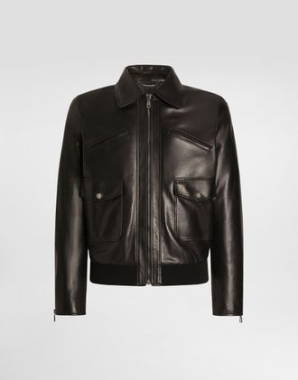 Dolce & Gabbana Nappa Leather Bomber Jacket - Man Coats And Jackets Black 48