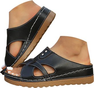 Generic Womens Orthopedic Wedge Sandals Breathable Straps Platform Slippers with Arch Support Casual Sandals for Women Open Toe Womens Walking Sandals Comfort