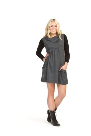 Papillon Drape Collar Sleeveless Dress With Smocking In Black