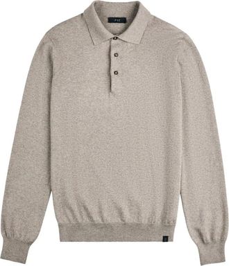 Fay Lange mouwen Polo - Heren - Tops - Beige - Maat: XL Wol