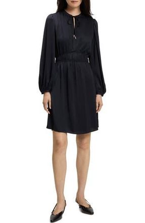 Boss Orange by Hugo Boss Decly Tie Neck Long Sleeve Dress in Dark Blue at Nordstrom Rack, Size 12