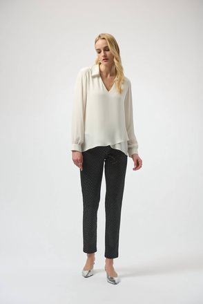 Joseph Ribkoff Slim Formal Geometric Trousers In Black/silver