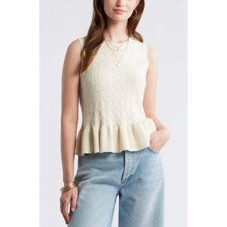Treasure & Bond Pointelle Peplum Sleeveless Sweater in Ivory Dove at Nordstrom, Size Xx-Small