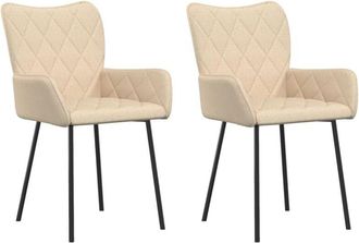 vidaXL Sillas De Comedor 2 Unidades Tela Color Crema Vidaxl