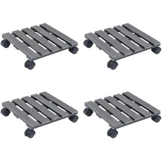 vidaXL Vidaxl - Soportes Con Ruedas Para Plantas 4 Uds Gris Wpc 30x30x7,5 Cm
